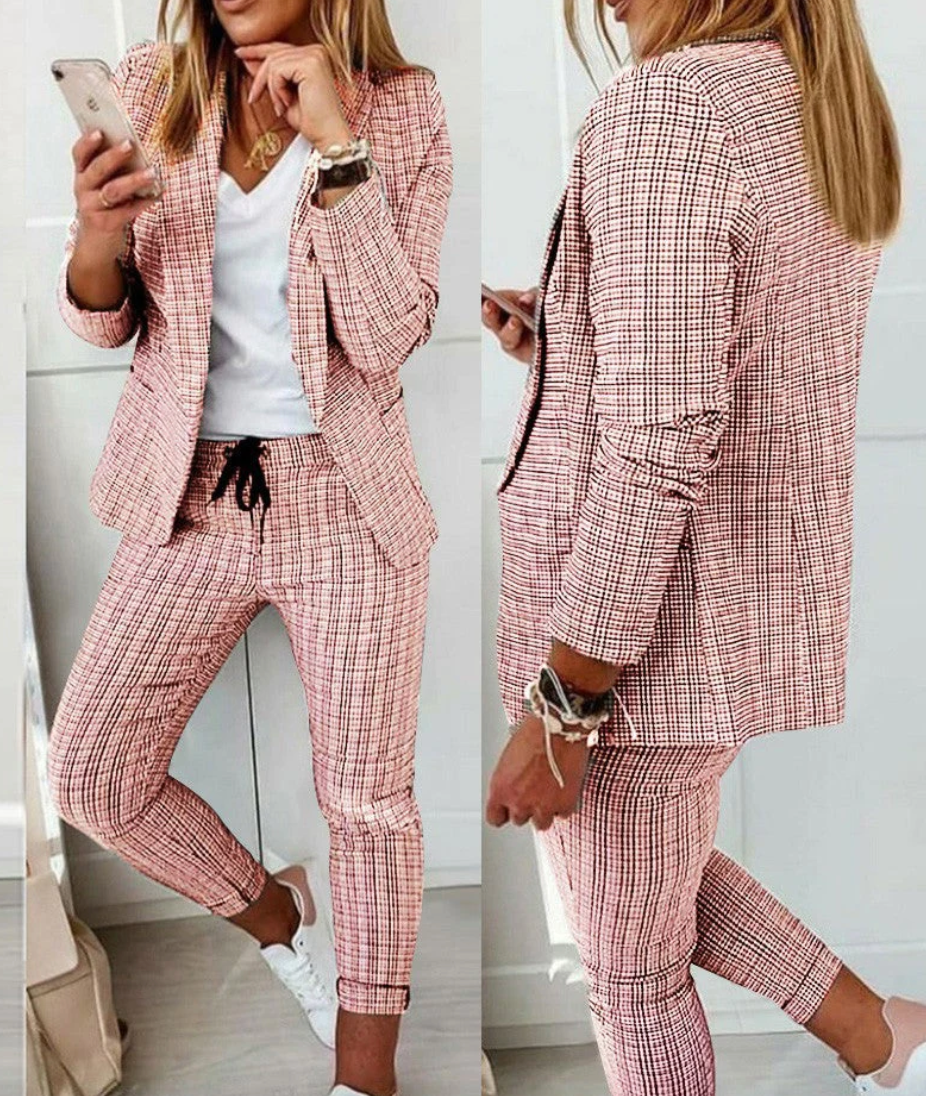 Stefani | Women's Plaid Two-Piece Suit | Casual